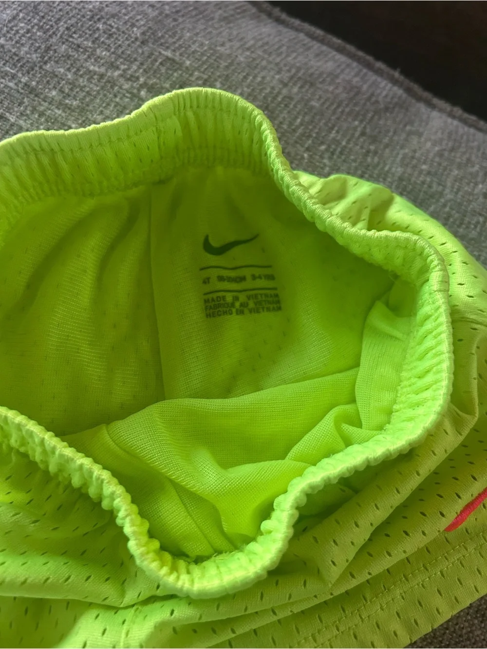 Nike Bright Neon Green Girls Athletic Shorts with Pink Swoosh